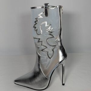 NEW HiColor Womens Back Zipper Heel sz 8 silver